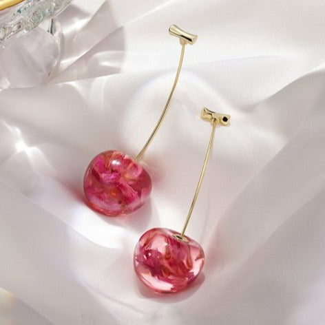 Coquette Cherry Resin Drop Earrings