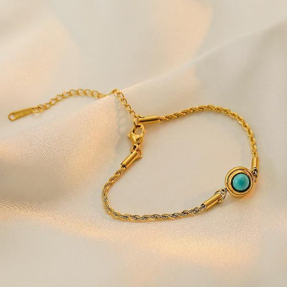 Dainty Gemstone Turquoise Chain Bracelet