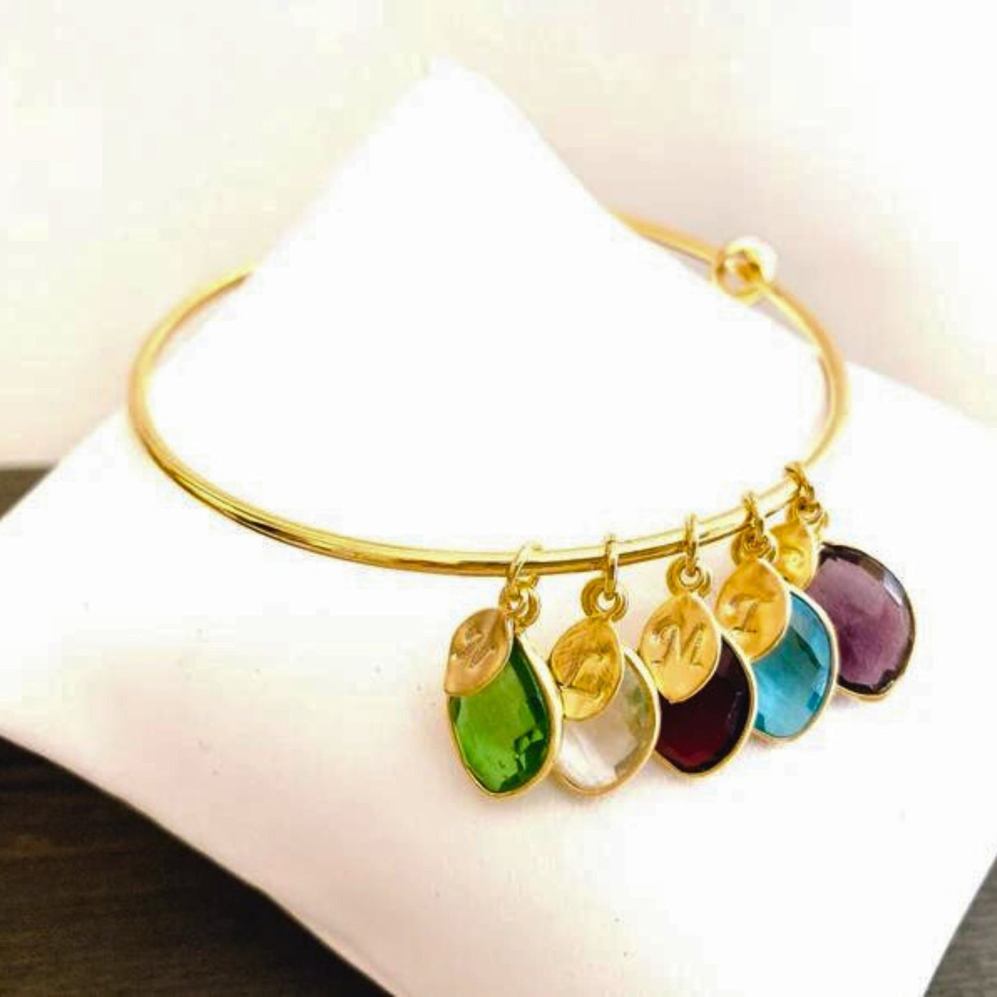 Custom Combined Birthstone Bangle Bracelet