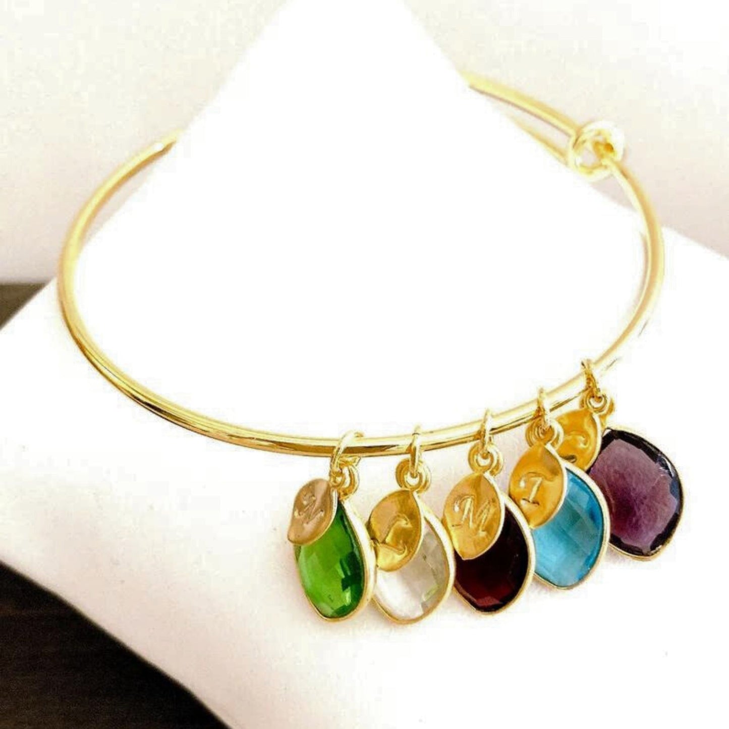 Custom Combined Birthstone Bangle Bracelet