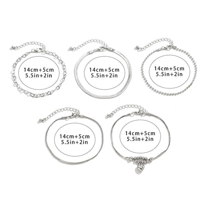 Boho Silver Anklets SET