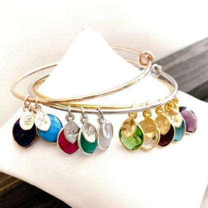 Custom Combined Birthstone Bangle Bracelet