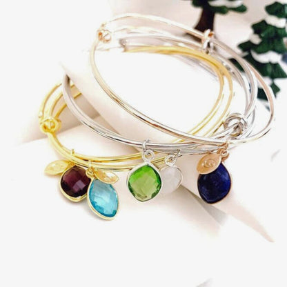 Custom Combined Birthstone Bangle Bracelet