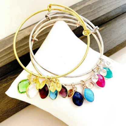 Custom Combined Birthstone Bangle Bracelet