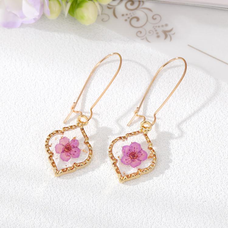 Real Flowers Resin Drop Earrings