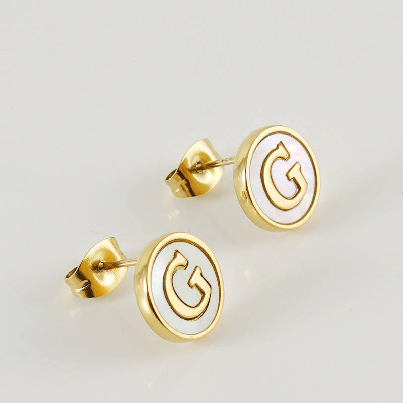 Custom Shell Letter Stud Earrings