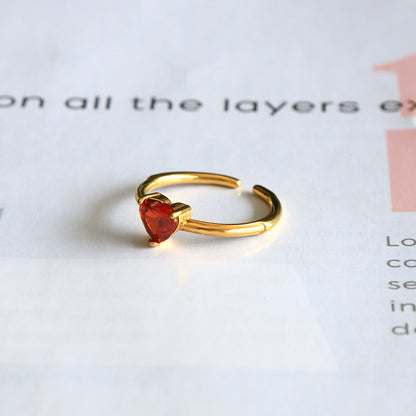 Heart Zircon 18k Gold Plated Open Ring