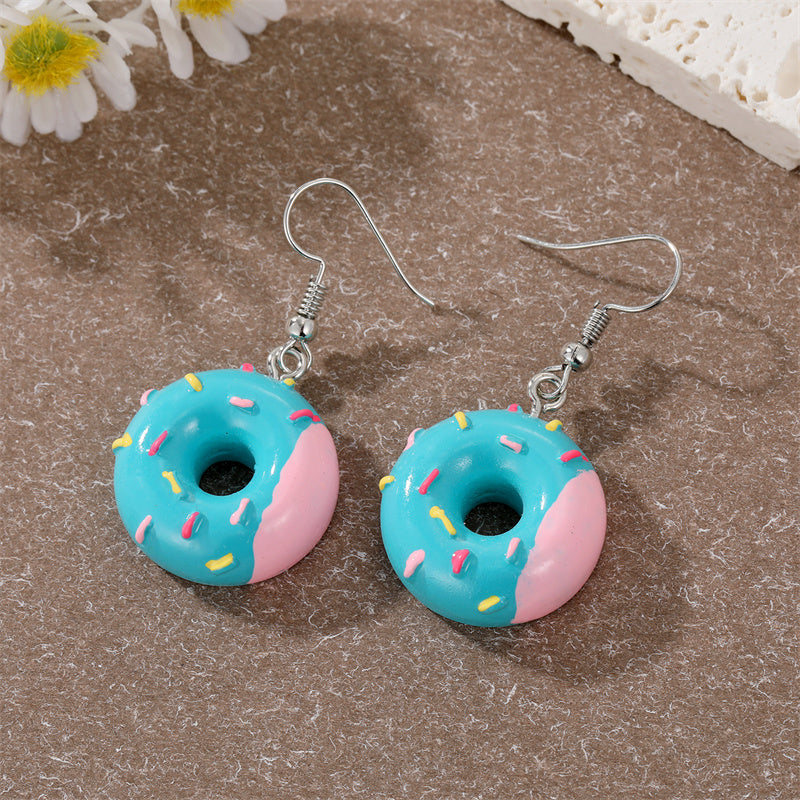 Cute Donut Art Resin Dangle Earrings