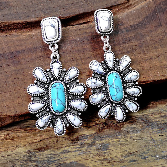 Bohemian Art Turquoise Dangle Earrings