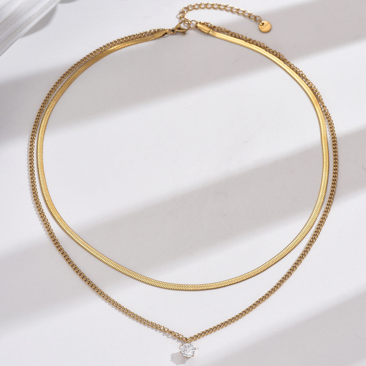 Modern 14K Gold Simple Layered Necklaces