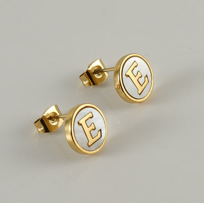 Custom Shell Letter Stud Earrings