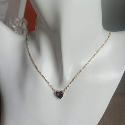 Dainty Heart Birthstone Necklace