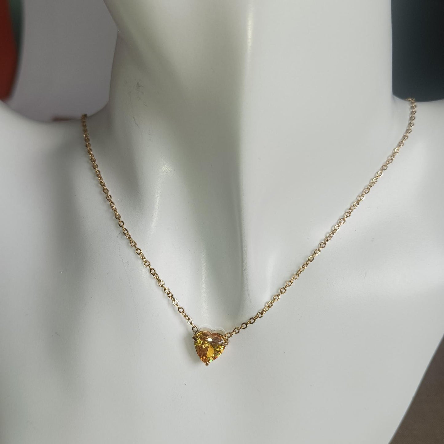 Dainty Heart Birthstone Necklace