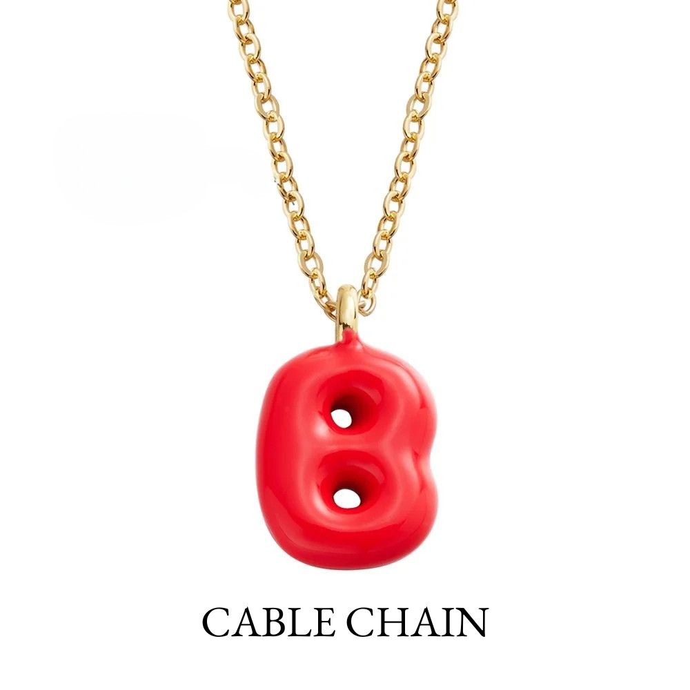 Personalized Colorful Bubble Letter Necklace