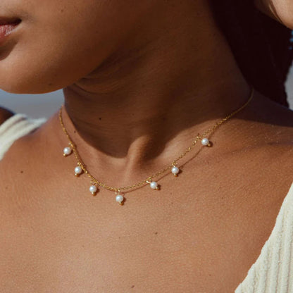 Dainty Freshwater Pearl Chain Necklace