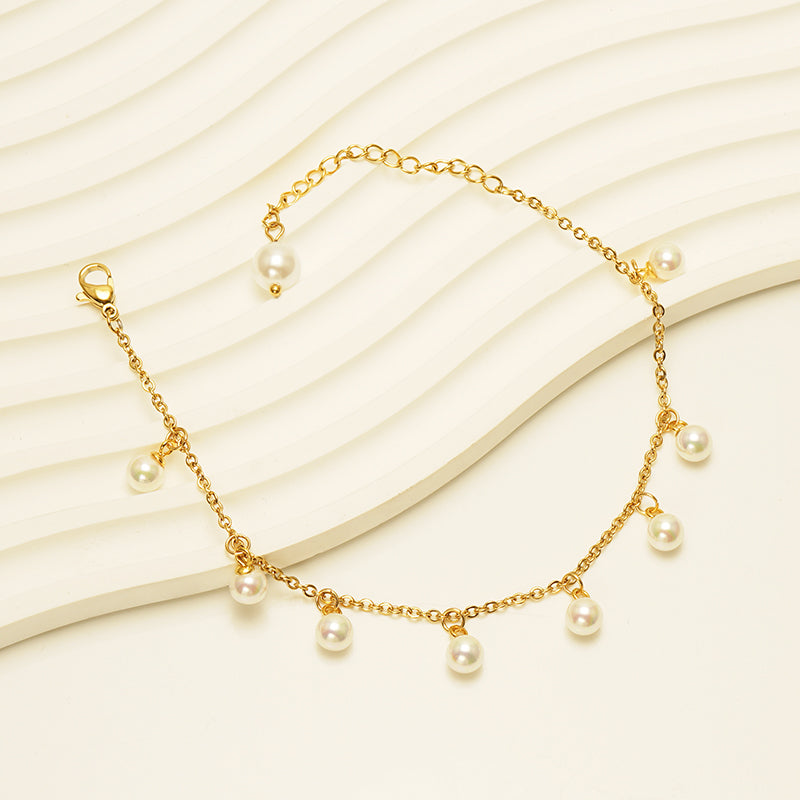 Pearl Charm Golden Chain Anklet