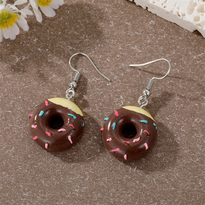 Cute Donut Art Resin Dangle Earrings