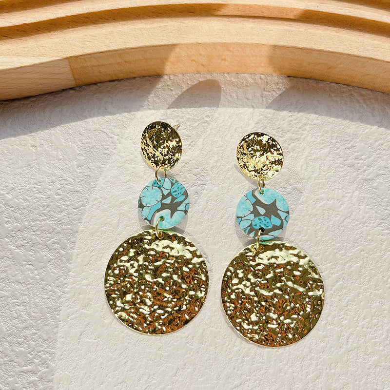 Cyan Polymer Clay Dangle Earrings