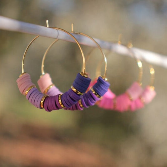 Lightweight Polymer Clay Bead Hoop Earrings