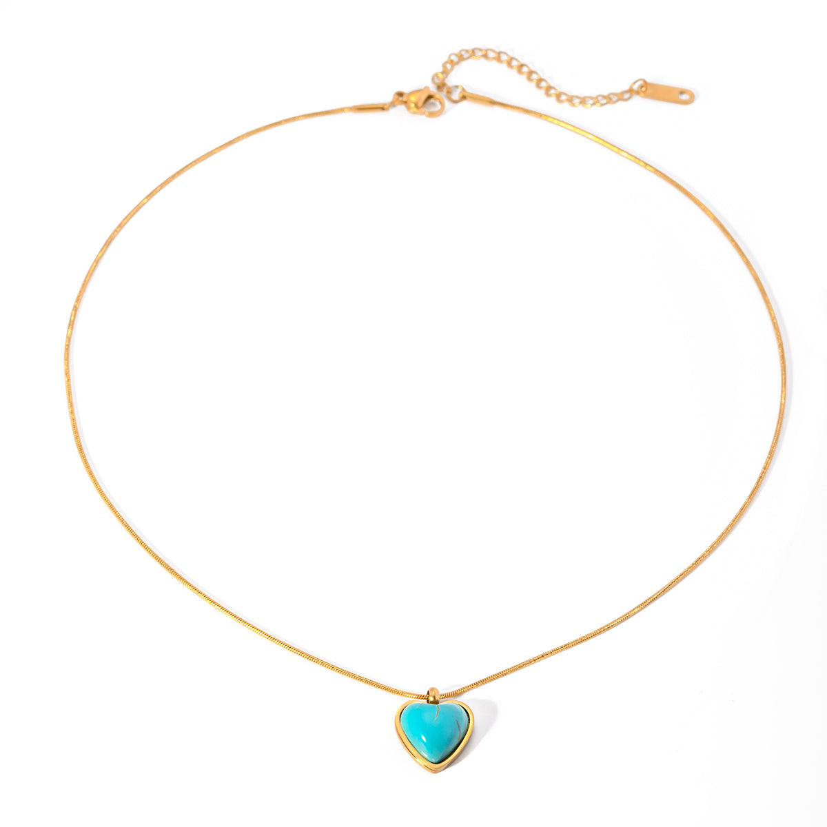 Golden Heart Turquoise Pendant Necklace