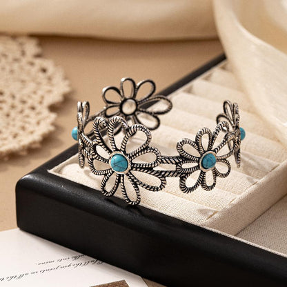 Turquoise Floral Cuff Bracelet