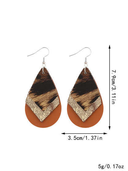 Western Cowhide Leather Dangle Earrings