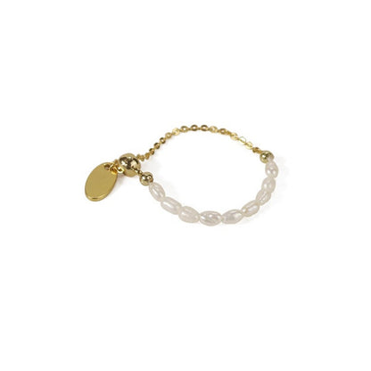 Minimalist Pearl Adjustable Chain Ring