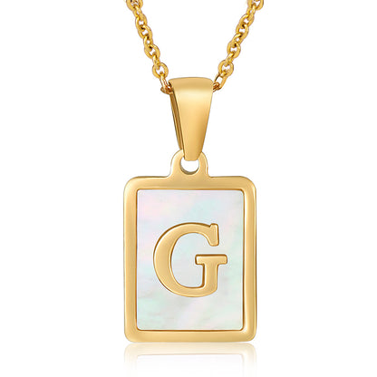 Vintage Initial Shell Pendant Necklace