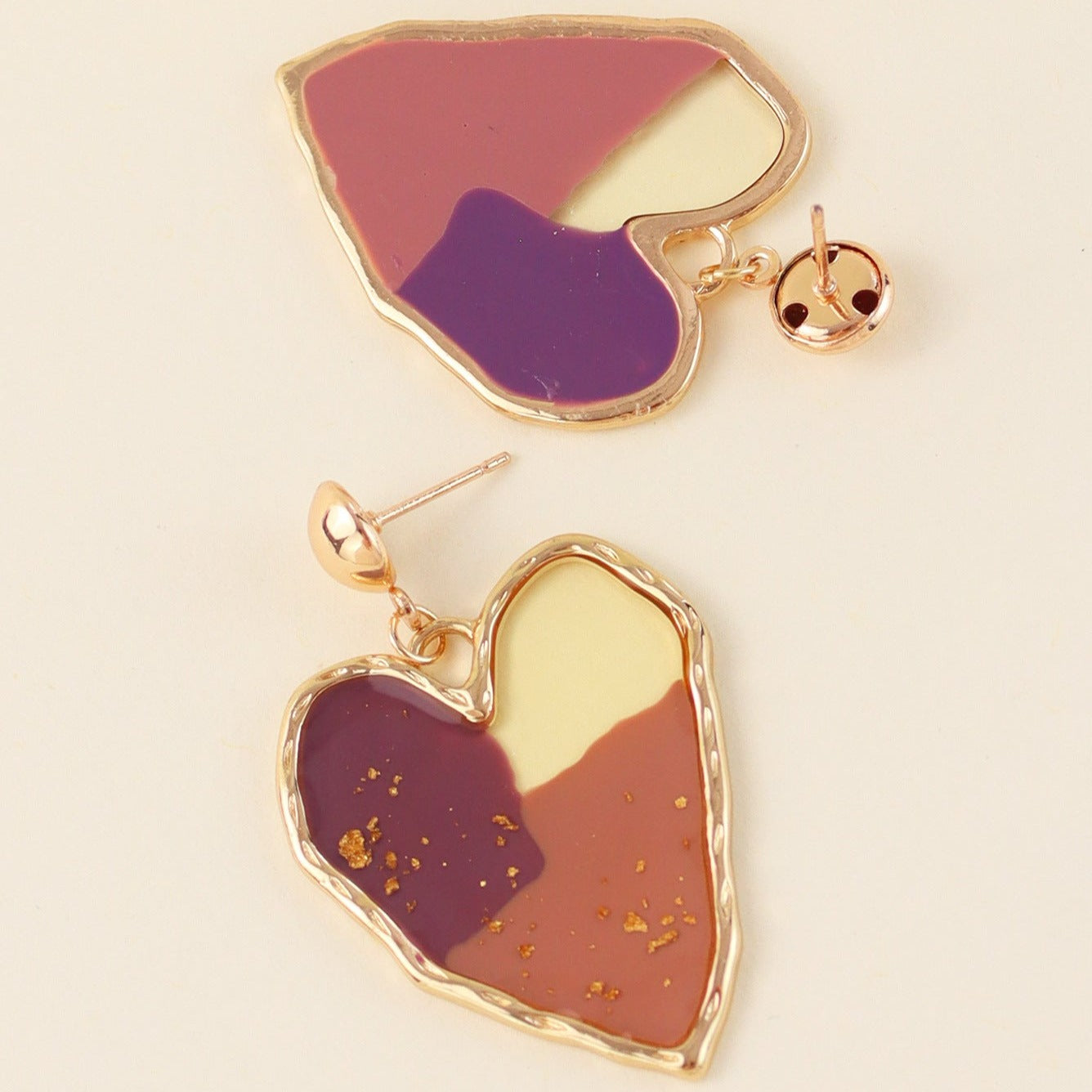 Handmade Art Heart Resin Dangle Earrings