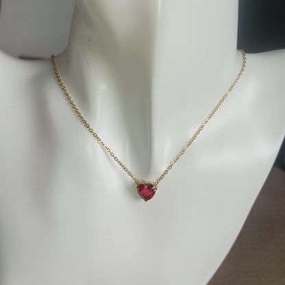 Dainty Heart Birthstone Necklace