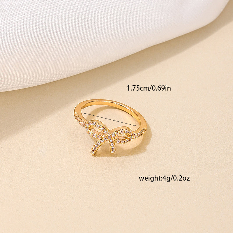 Minimalist Bow Rhinestone Ring