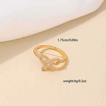 Minimalist Bow Rhinestone Ring