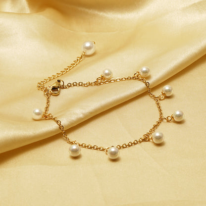 Pearl Charm Golden Chain Anklet