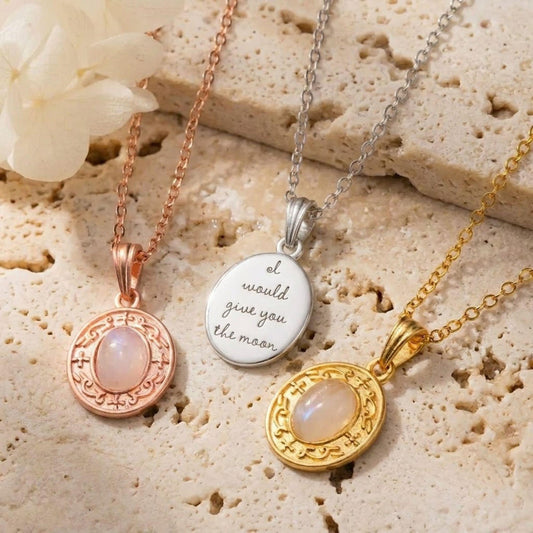 Custom Engraved Moonstone Necklace