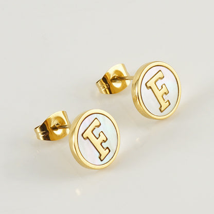 Custom Shell Letter Stud Earrings