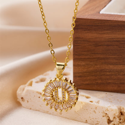 Crystal Initial Pendant Necklace