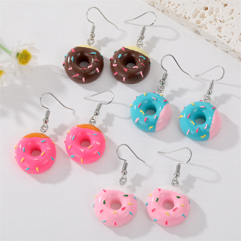 Cute Donut Art Resin Dangle Earrings