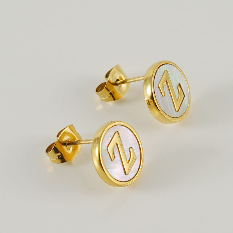 Custom Shell Letter Stud Earrings