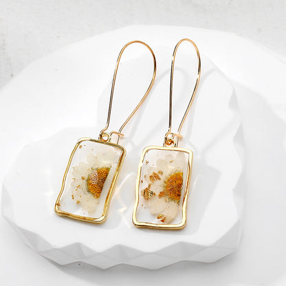 Handmade Pressed Flowers Resin Drop Earrings