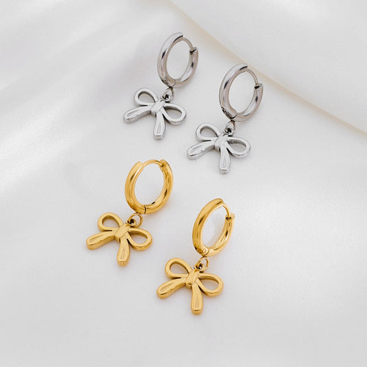 Coquette Bow Charm Hoop Earrings