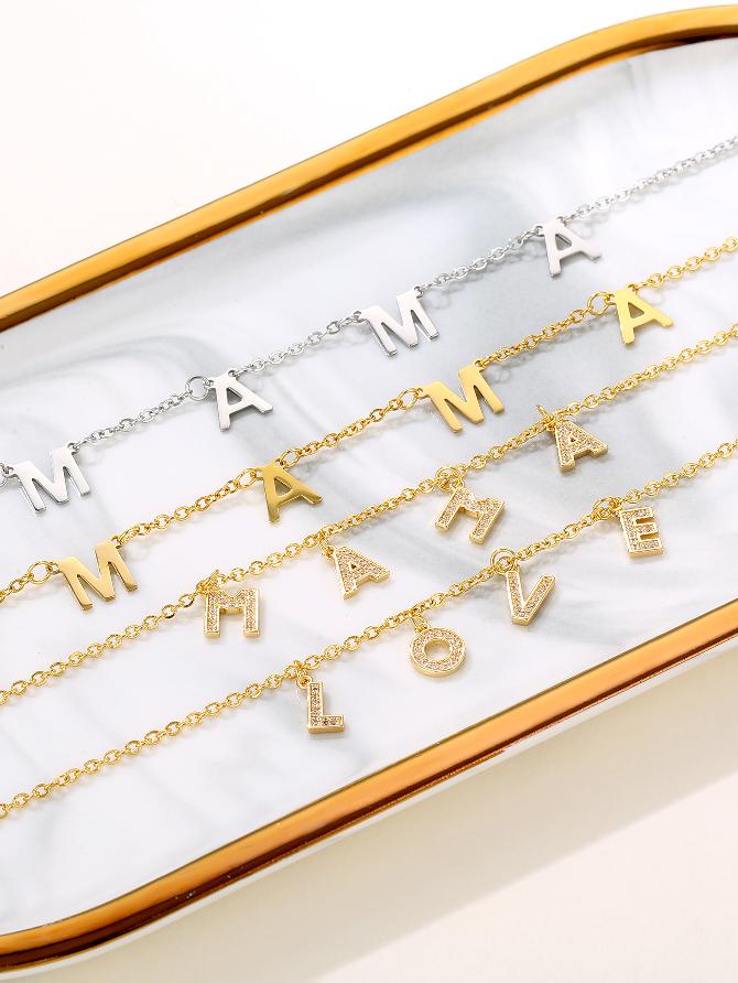 Custom MAMA Letter 18K Gold Chain Necklace