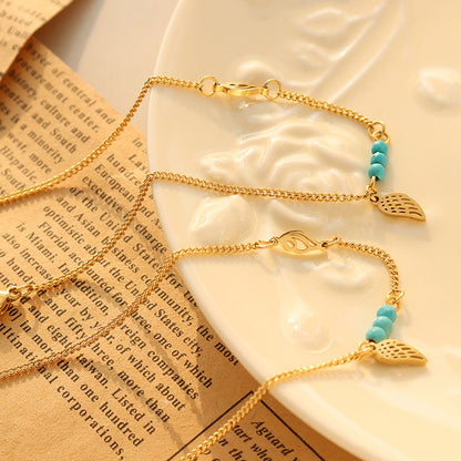 Minimalist Turquoise Angel Wing Anklet