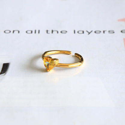 Heart Zircon 18k Gold Plated Open Ring