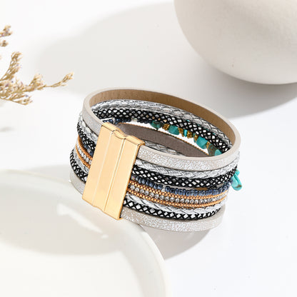 Western Boho Turquoise Wrap Bracelet