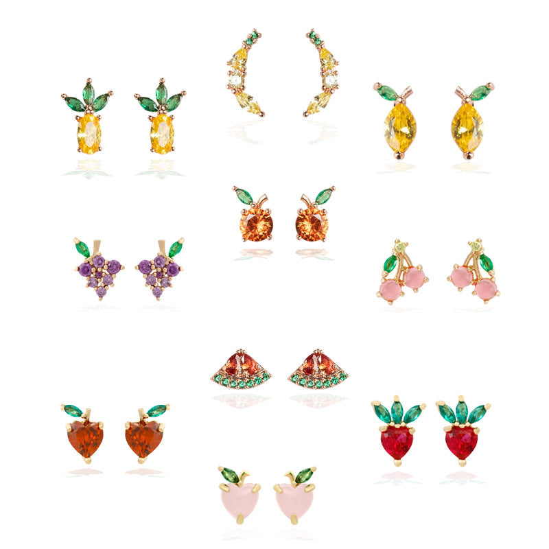 Minimalist Tropical Fruit Crystal Studs