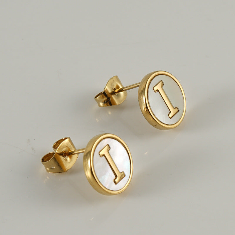 Custom Shell Letter Stud Earrings