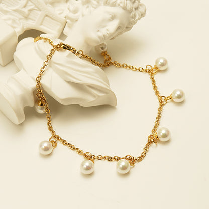 Pearl Charm Golden Chain Anklet