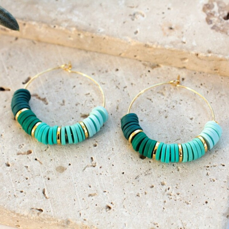 DEVAVIDA Lightweight Polymer Clay Bead Hoop Earrings Lavender