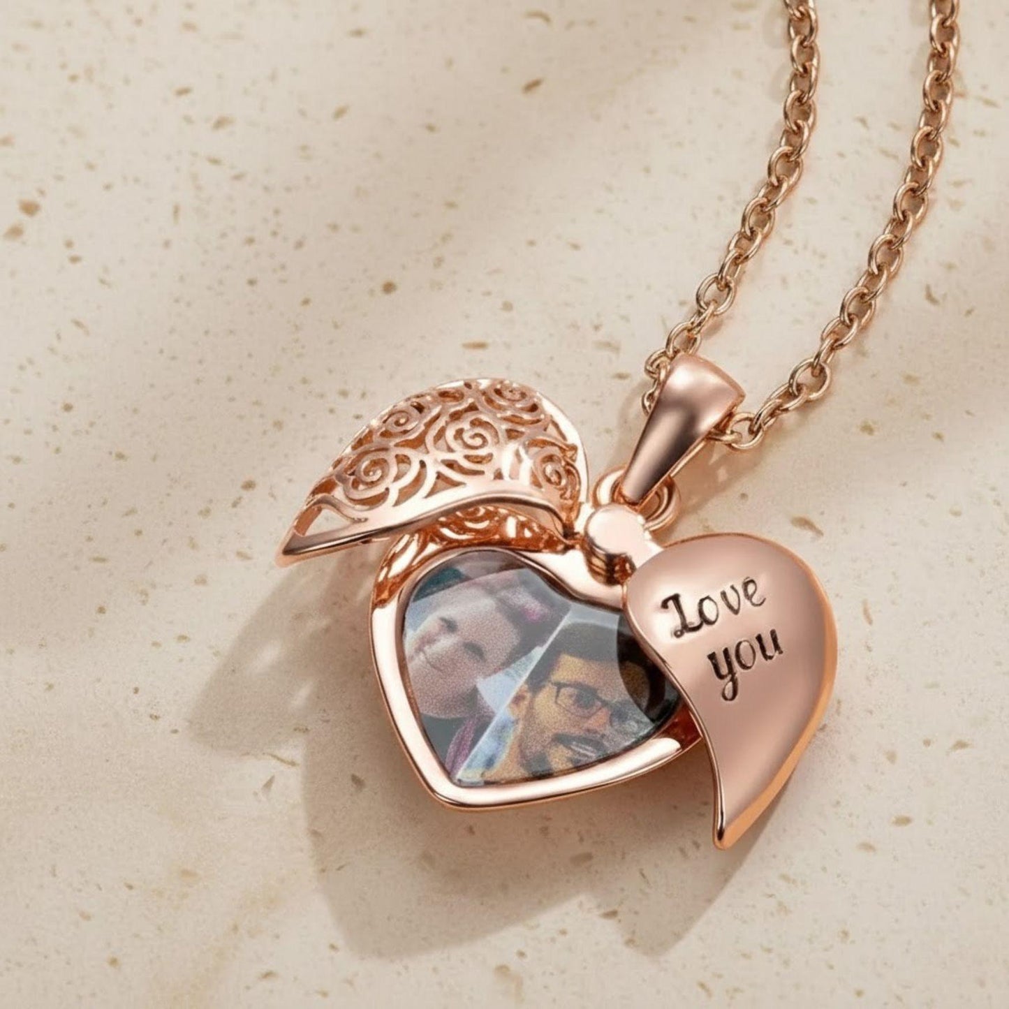 Custom Vintage Heart Locket Photo Necklace