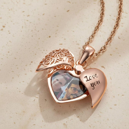 Custom Vintage Heart Locket Photo Necklace